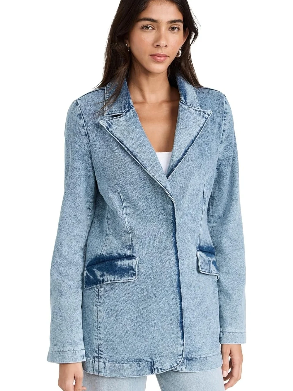 Good American Longline Denim Blazer Jacket 5X NWT